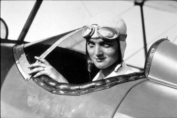 Louise in the cockpit