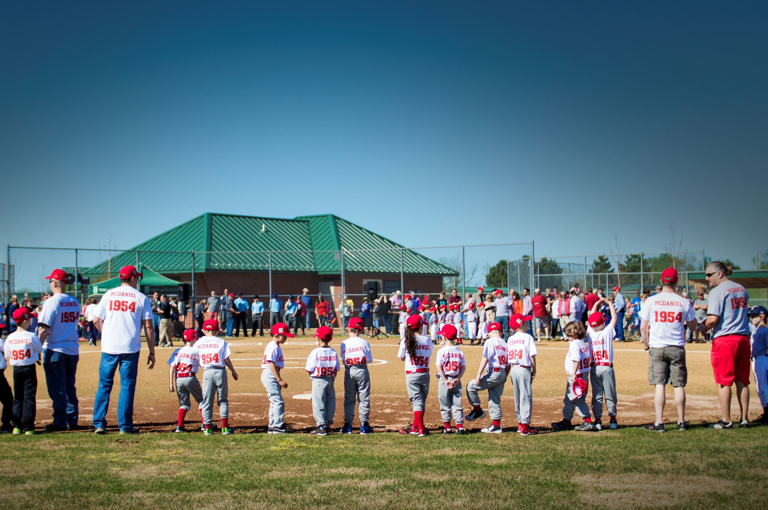 Merchants Baseball Park Little League players in baseball diamond