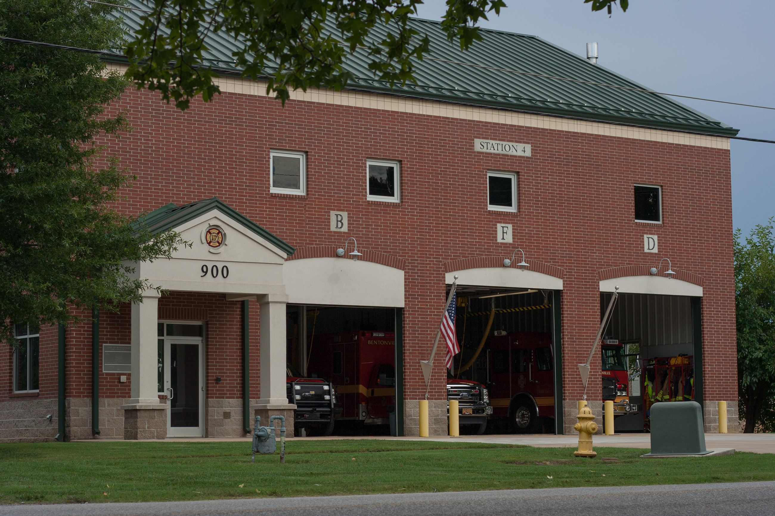 Facade of Station 4 with three open bays