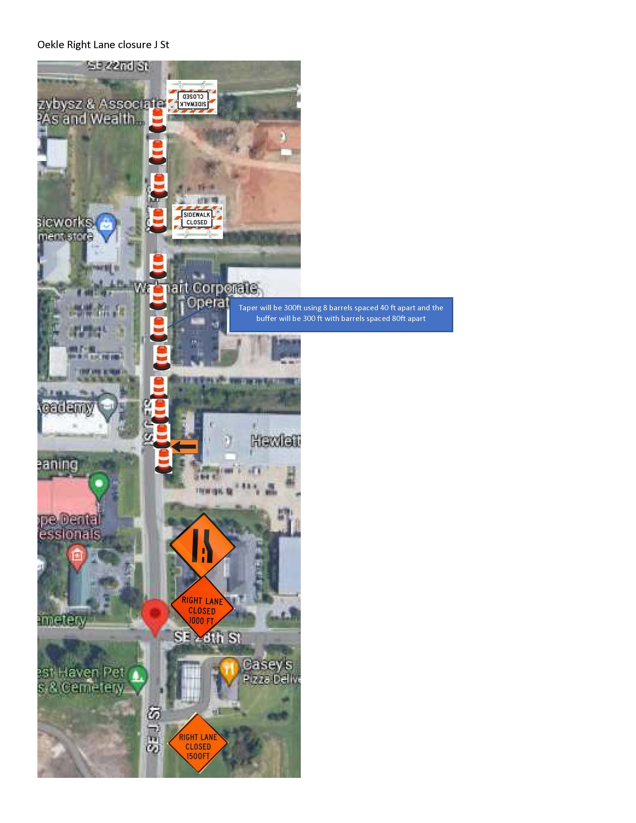 SE J ST Lane Closure