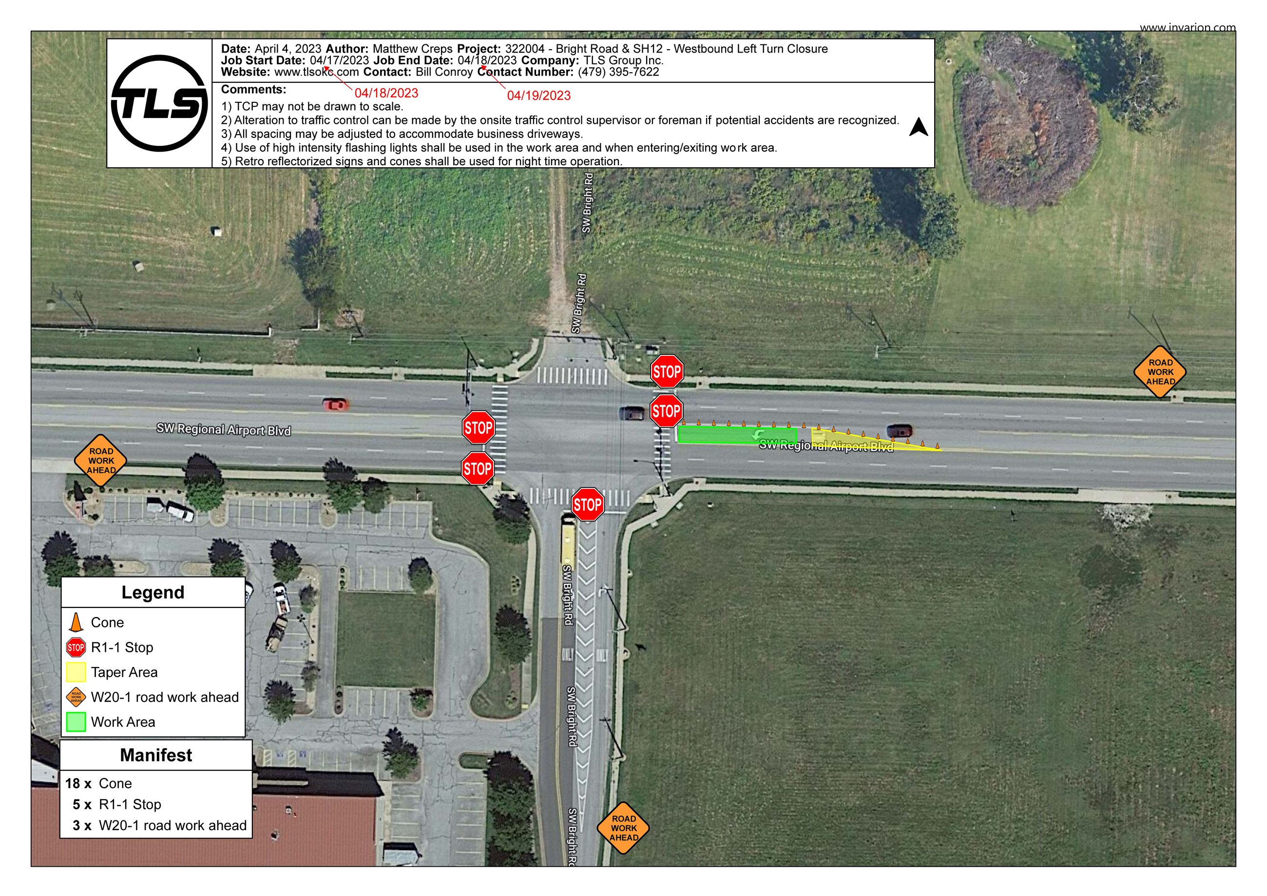 Map - SP-09-2022-0011 lane closure 4-18 and 4-19