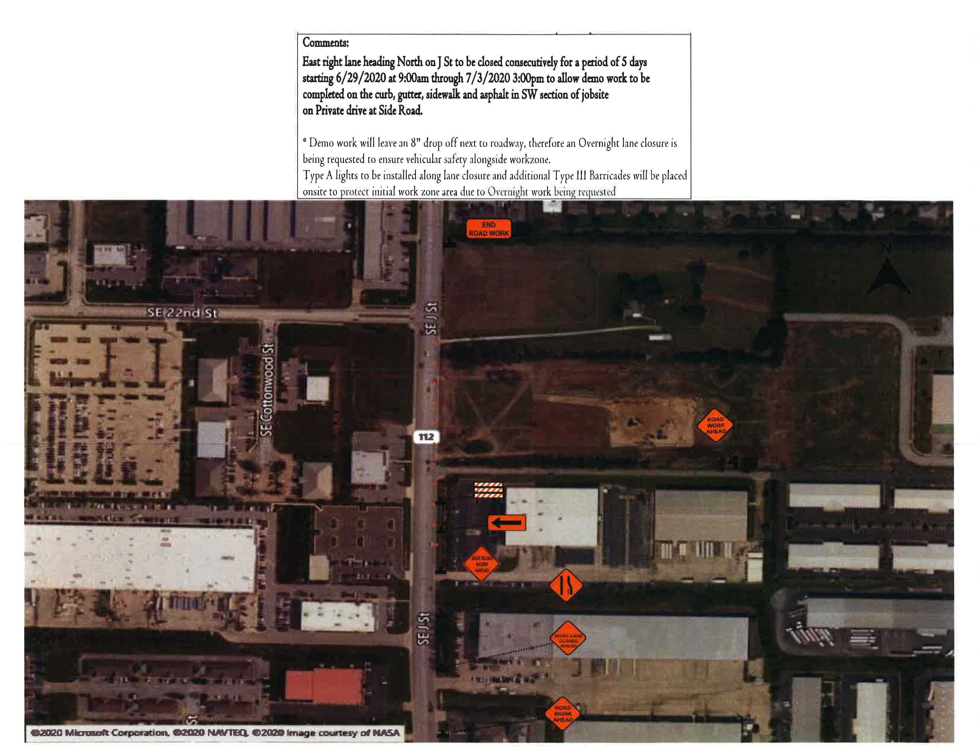 06-29-20 - 07-03-2020 - MAP - SE J ST - LANE CLOSURE