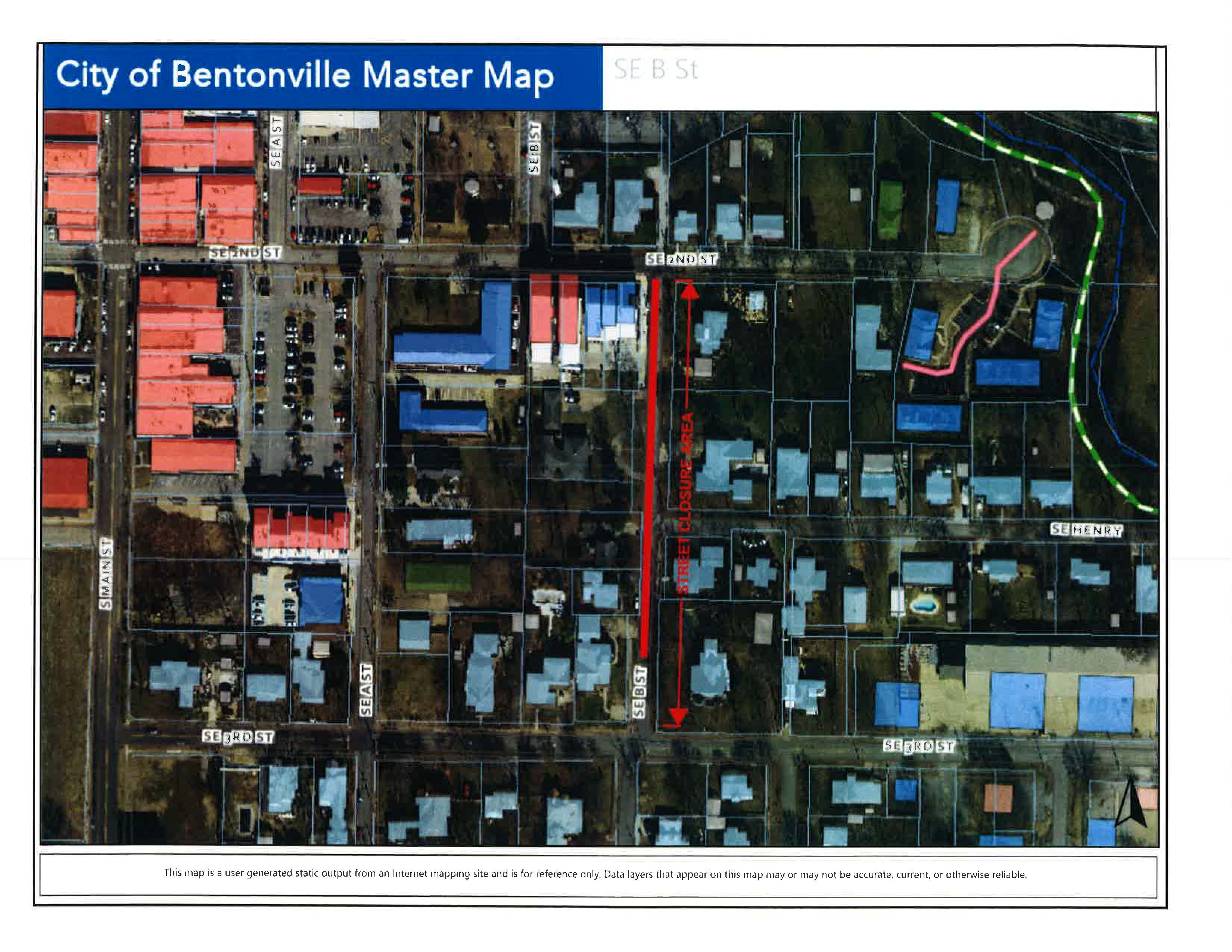 SE B STREET CLOSURE MAP