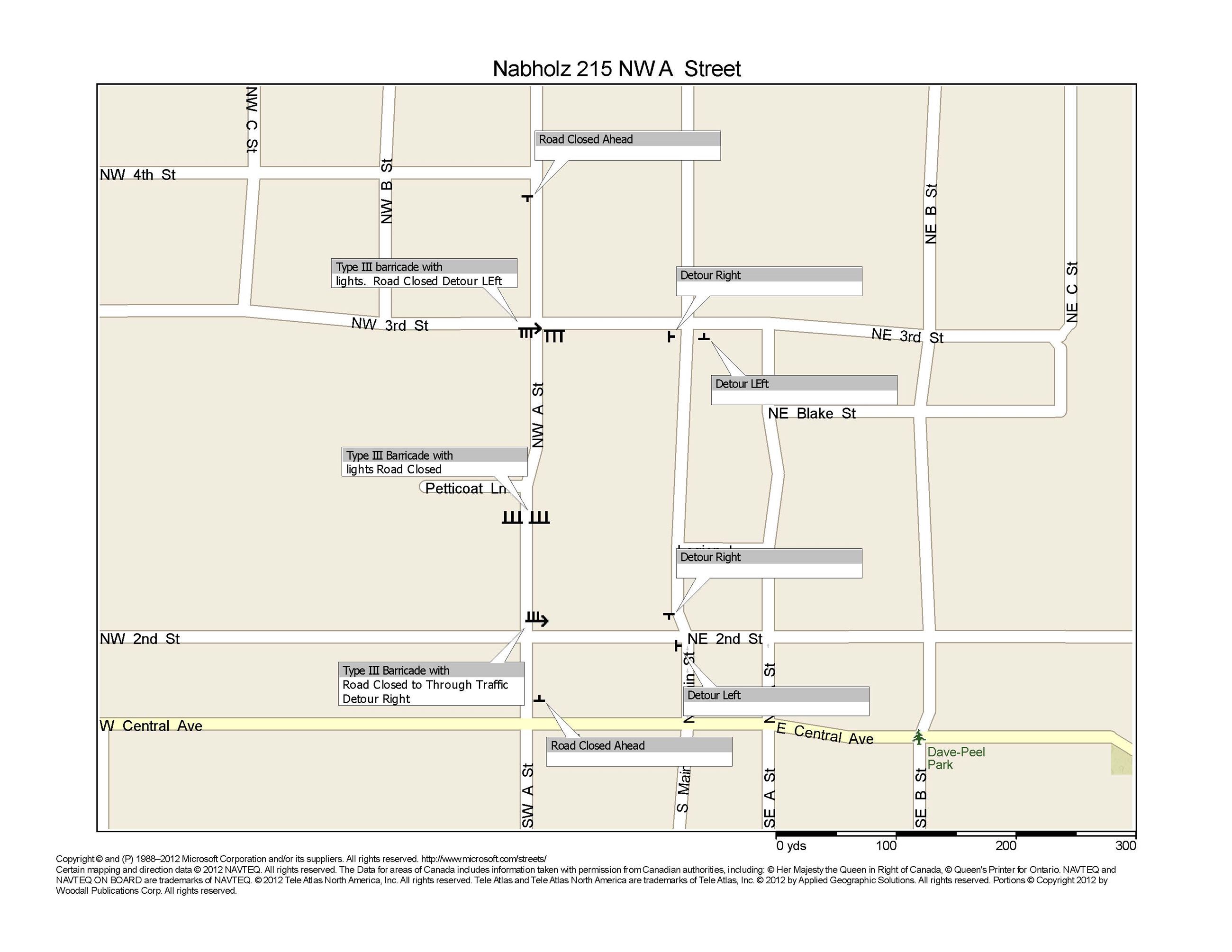 Peloton Office NW A Street closure traffic control plan