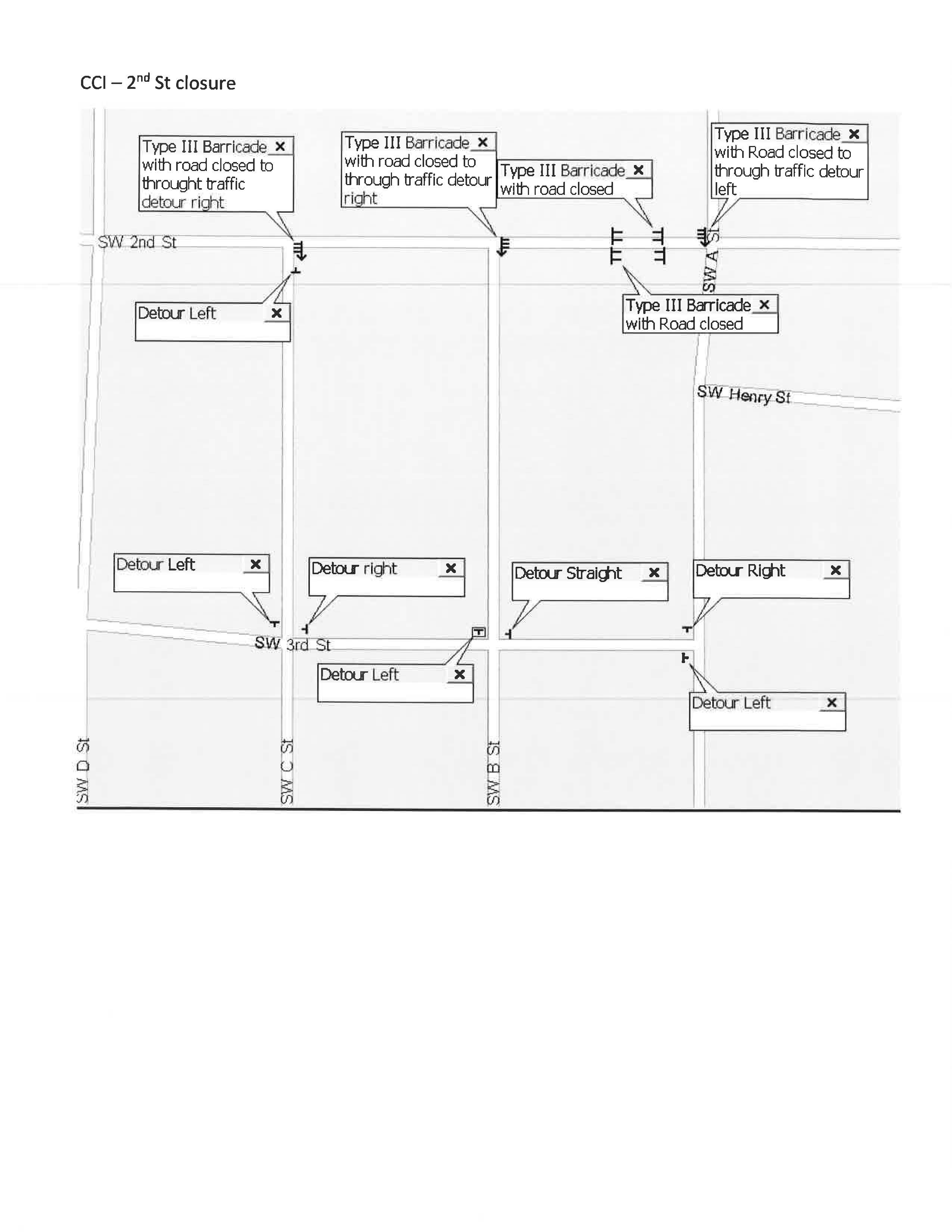 SW 2ND STREET CLOSURE MAP
