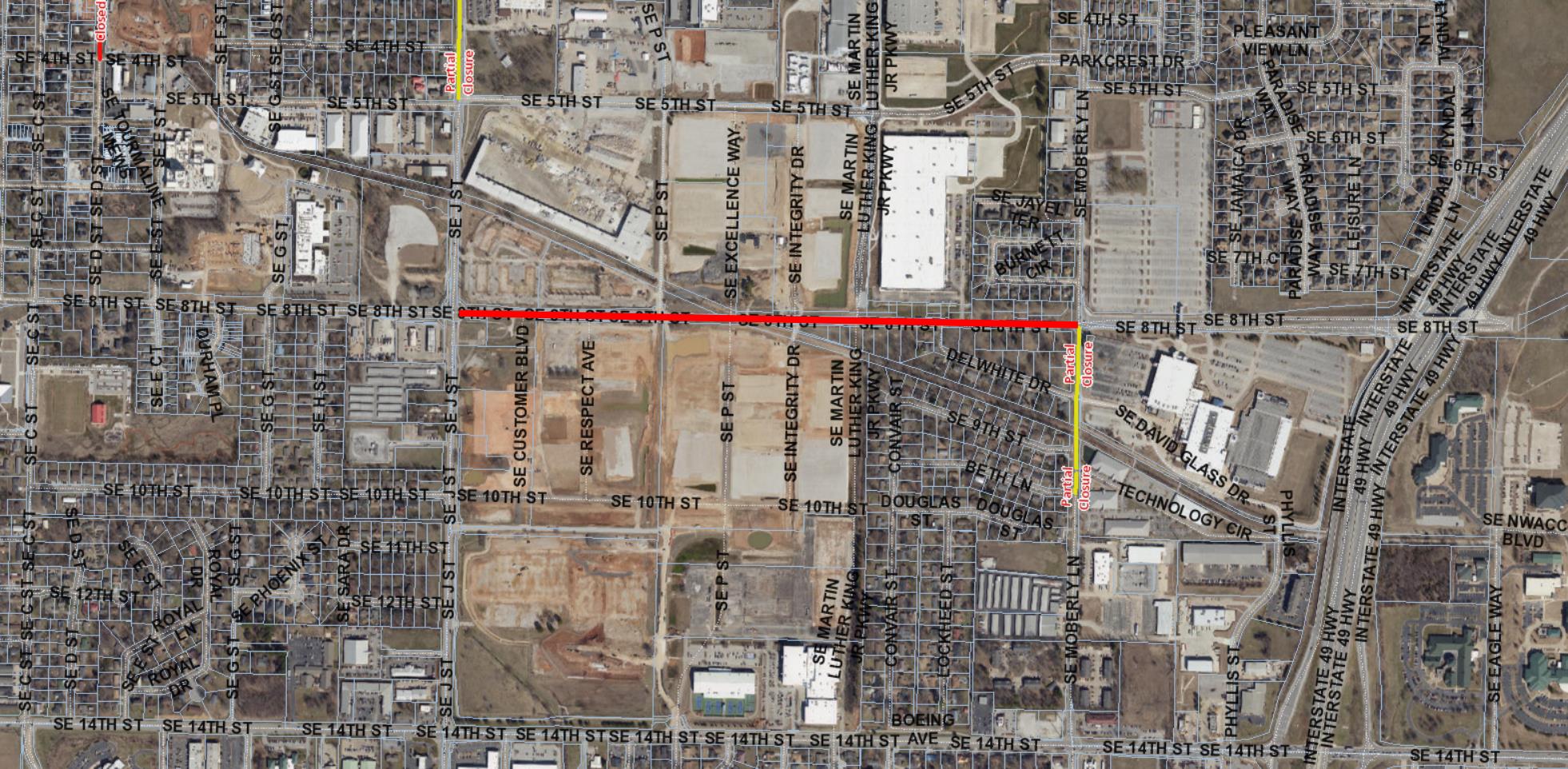 8th Street site map - Closures